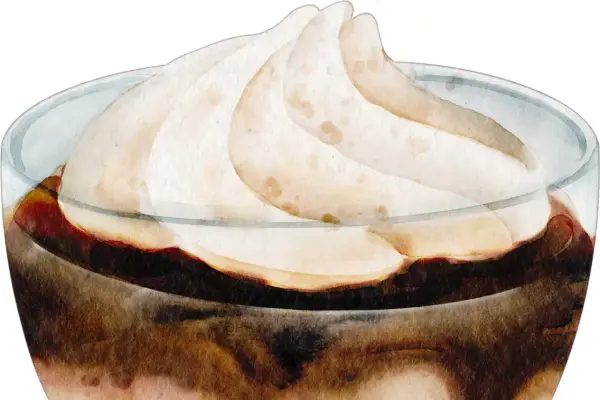 Gourmandise en verre : une onctueuse chantilly au chocolat, aux nuances douces et réconfortantes.